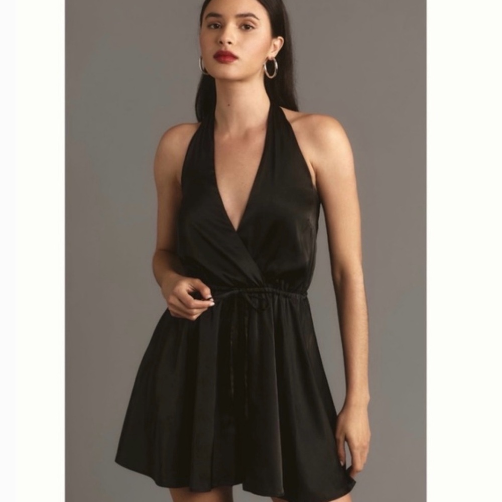 Anthropologie Black Halter Dress